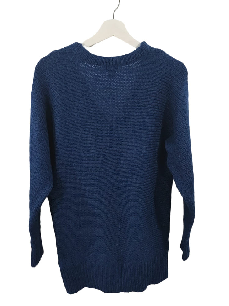 Pull façon brodé H&M bleu marine – taille XS/S – seconde main femme – photo 4