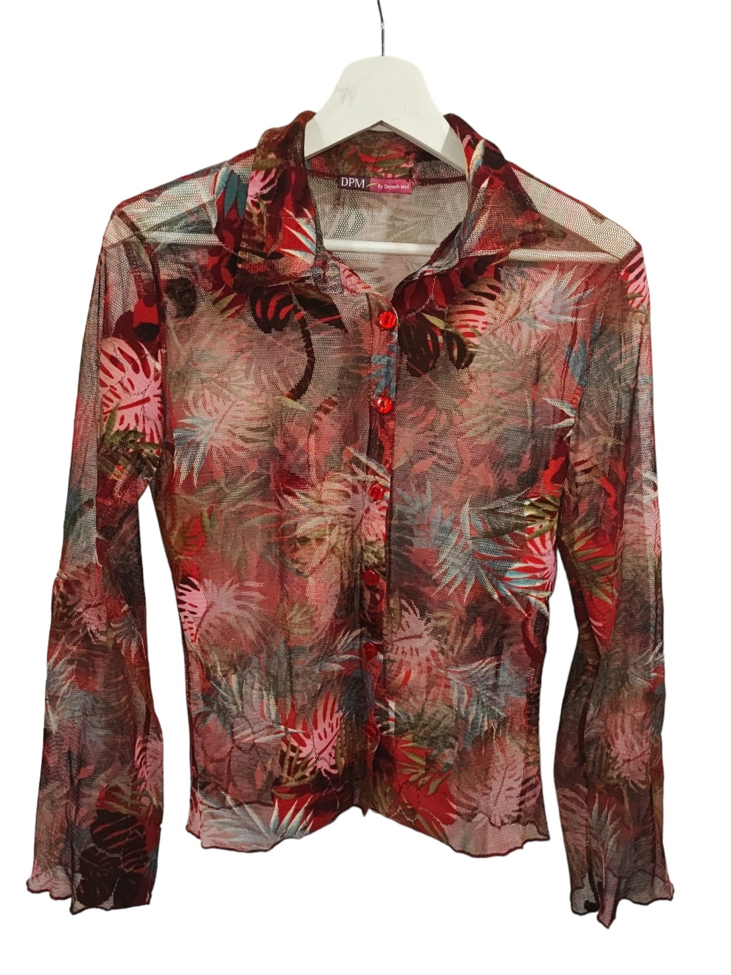 Chemise rouge vintage transparente