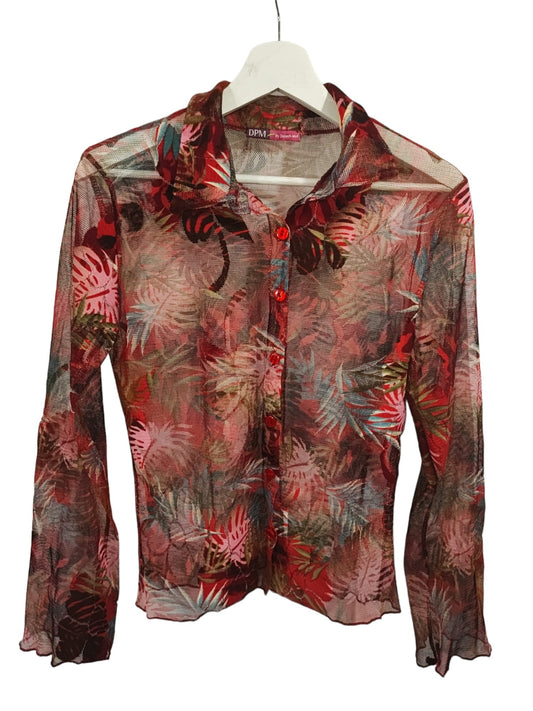 Chemise rouge vintage transparente