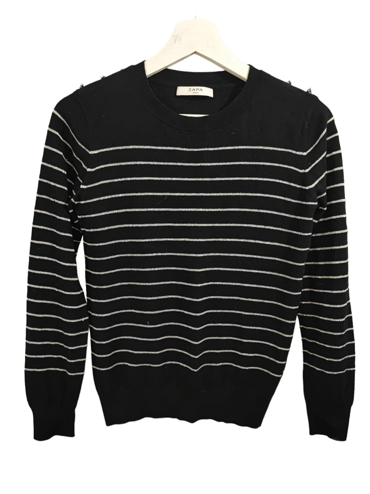 Pull Zapa noire et rayé – taille S – seconde main femme – photo 3