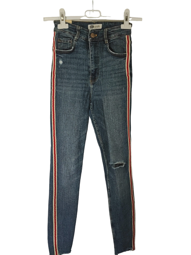 Jean Zara bleu et rouge – taille 34 – seconde main femme – photo 3