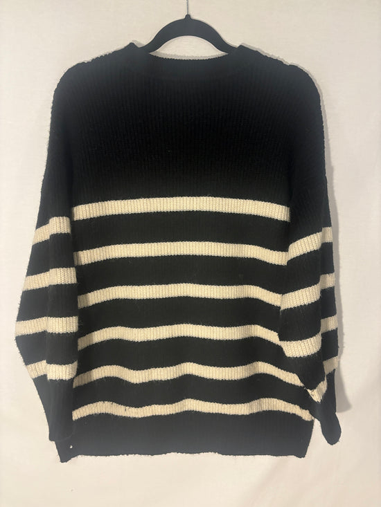 Pull Drôle de Copine noir et blanc – taille XL – seconde main femme – photo 2