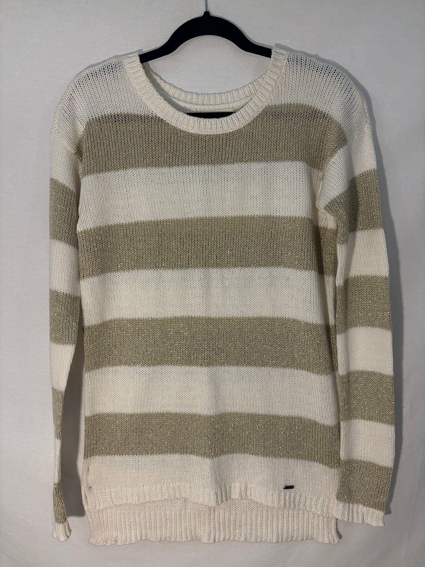 PULL HOLLISTER - Beige Pailleté & Blanc