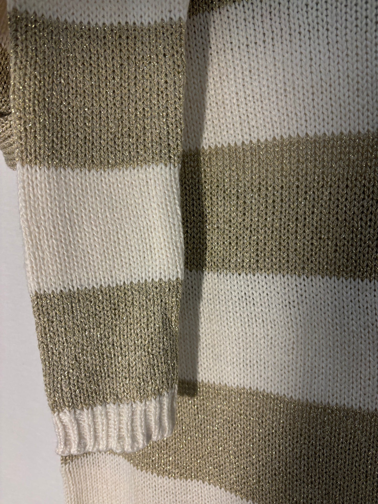 PULL HOLLISTER - Beige Pailleté & Blanc