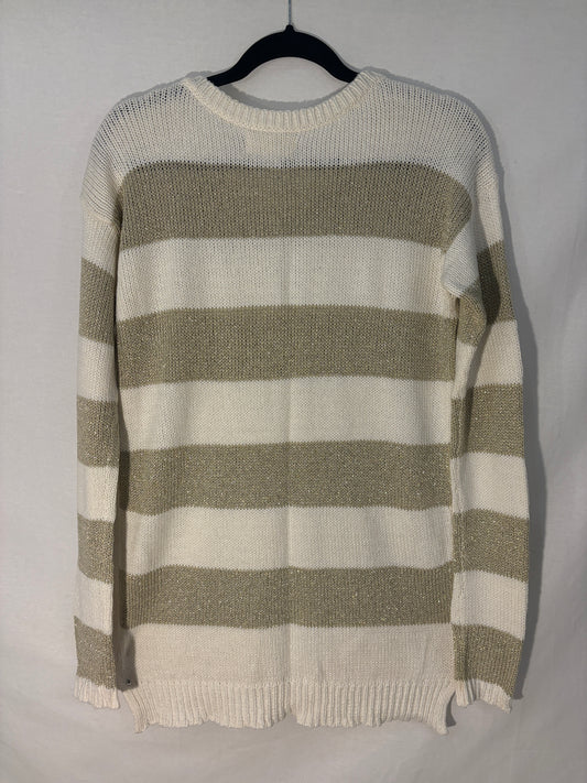 PULL HOLLISTER - Beige Pailleté & Blanc