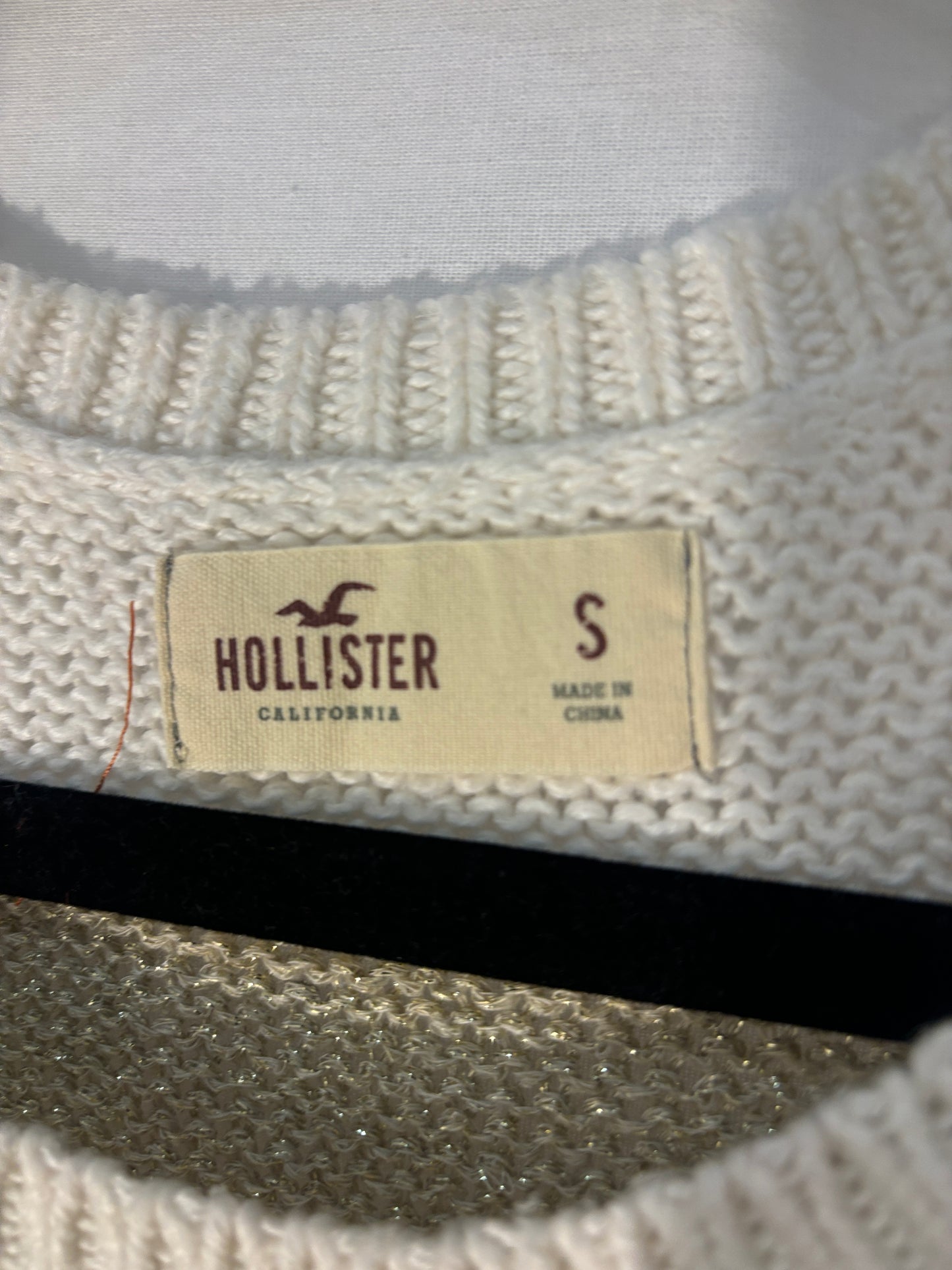 PULL HOLLISTER - Beige Pailleté & Blanc
