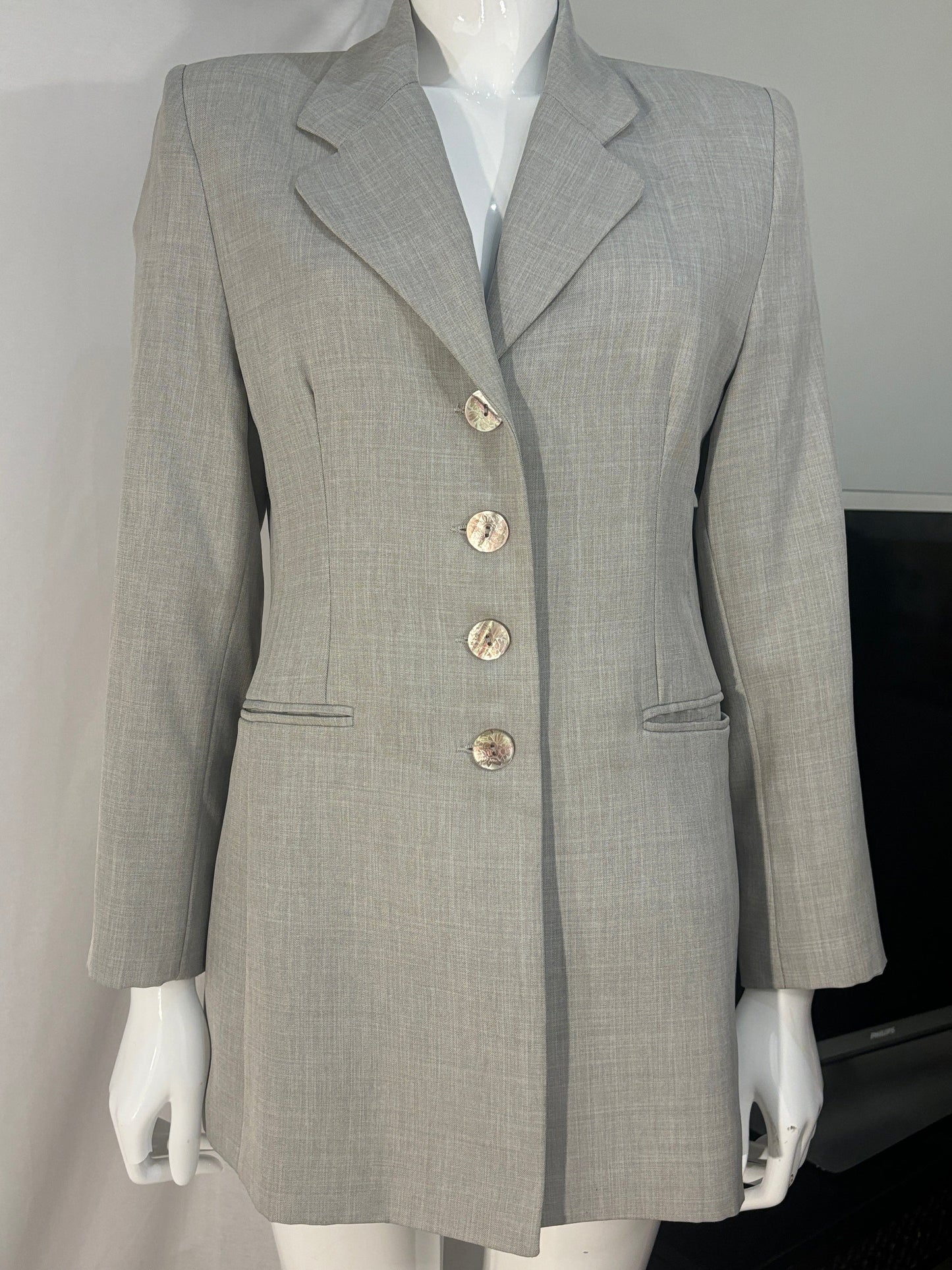 Blazer Carbone Gris-Vert -Pièce Maîtresse Élégante