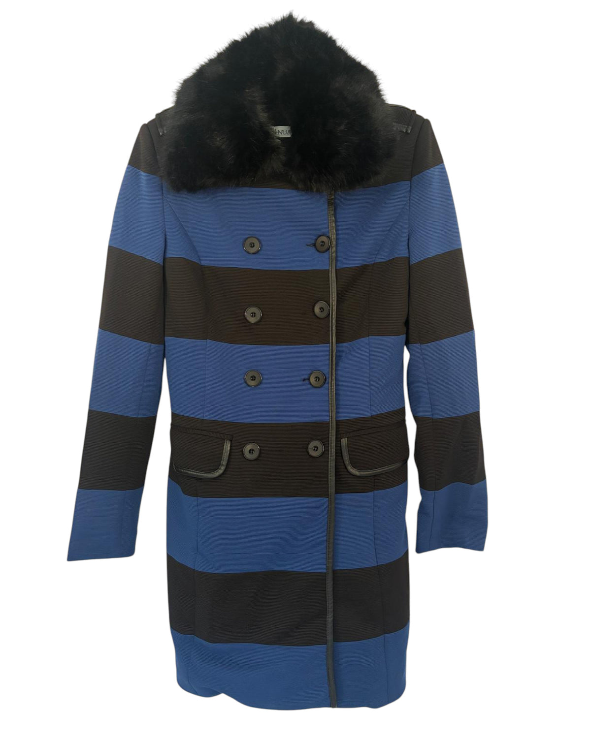 Manteau long Nua&Nua noir et bleu – taille 38 – seconde main femme – photo 2