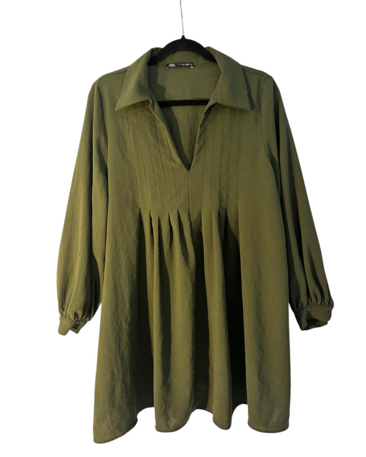Robe élégante Zara kaki – taille L/M – seconde main femme – photo 3