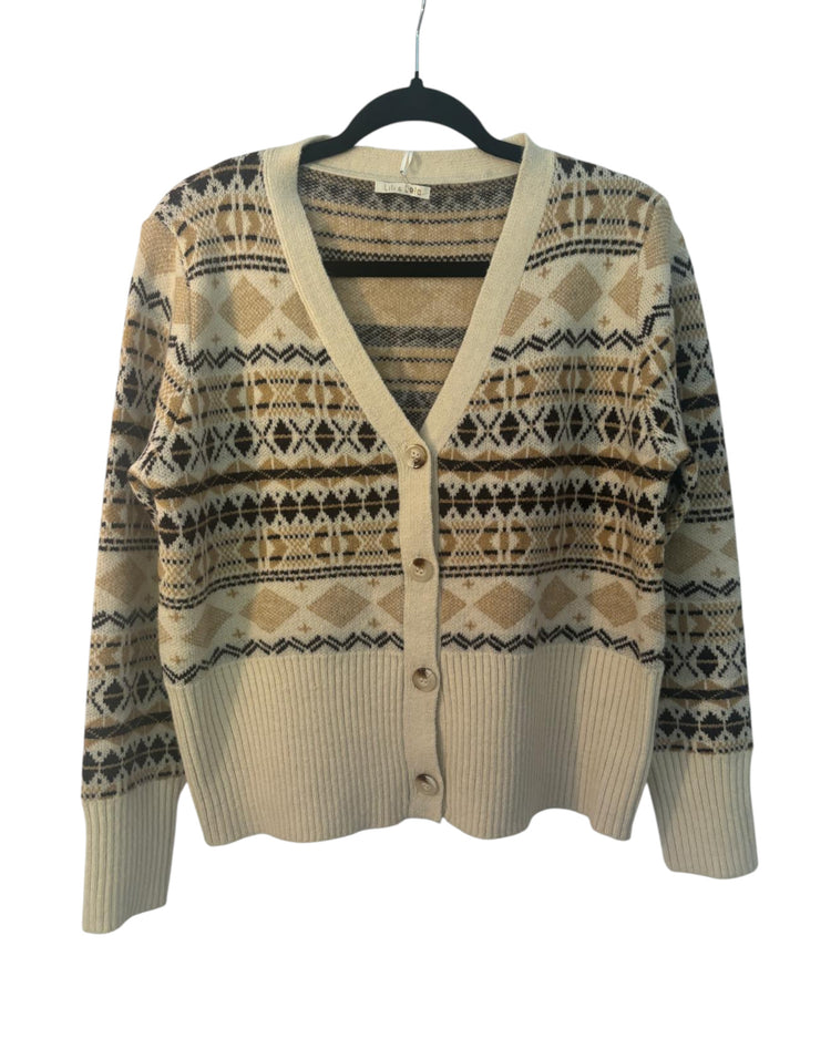 Pull gilet Lili&Lola beige et marron – taille S/M/L – seconde main femme – photo 2