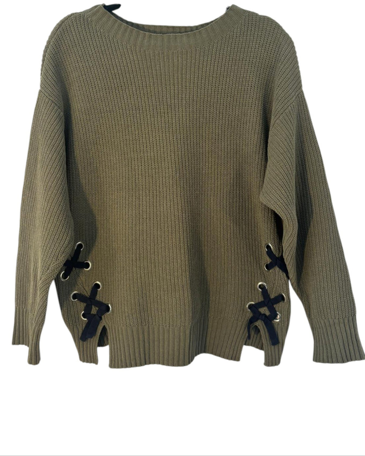 Pull à noeud Zara vert kaki – taille S/M/L – seconde main femme – photo 2