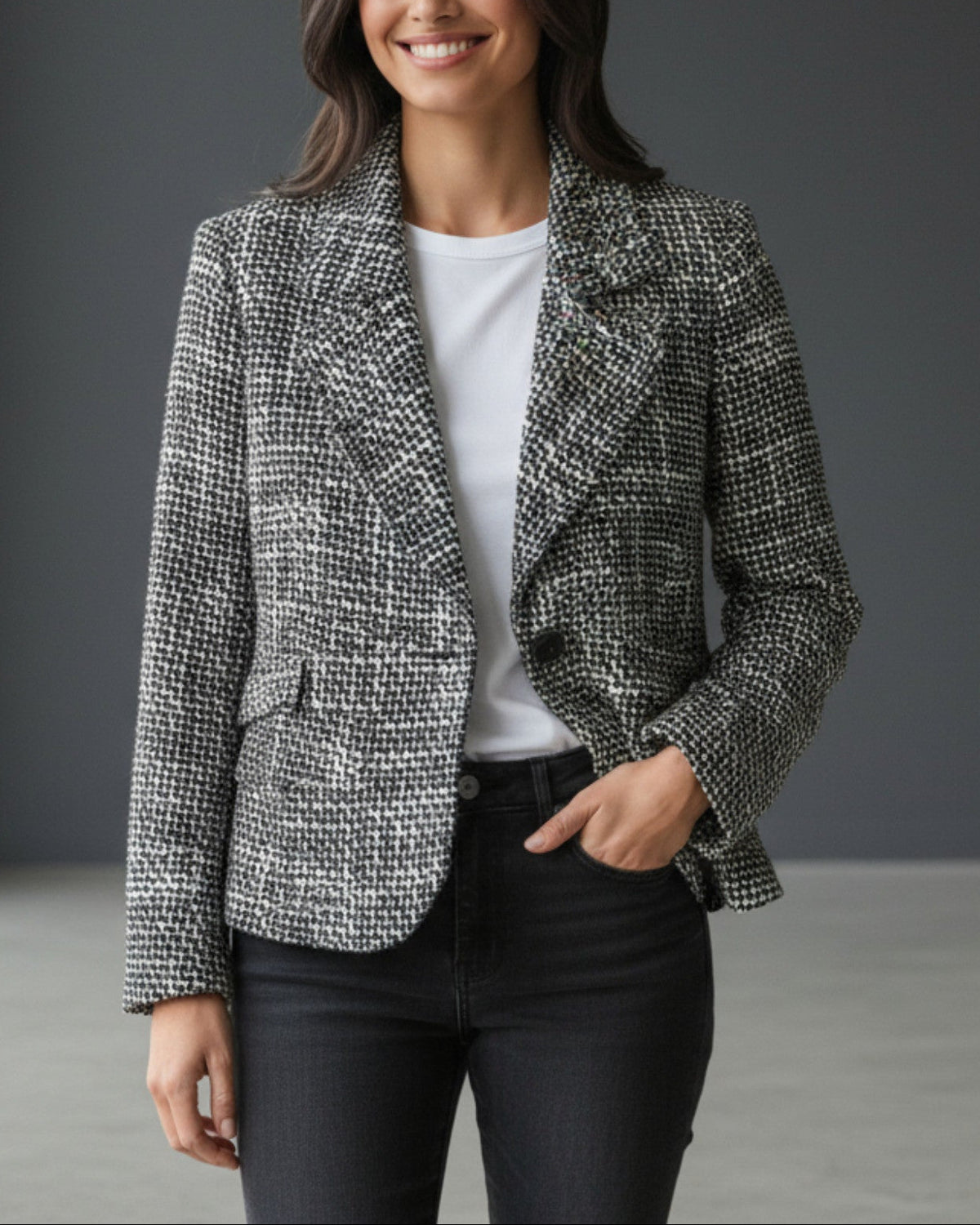 Blazer MachinChose noir et blanc – taille 40/38 – seconde main femme