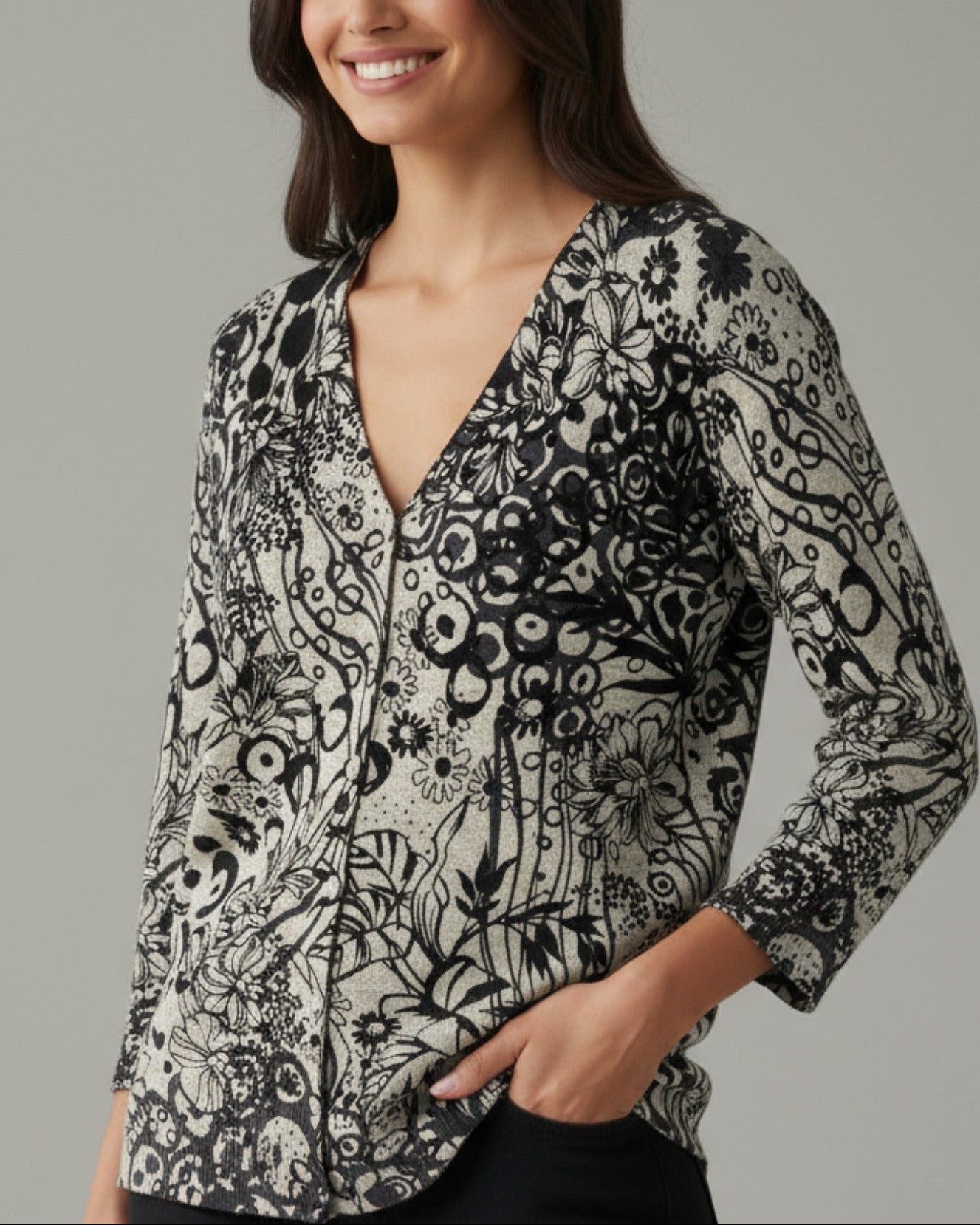 Cardigan floral  Made in Italy