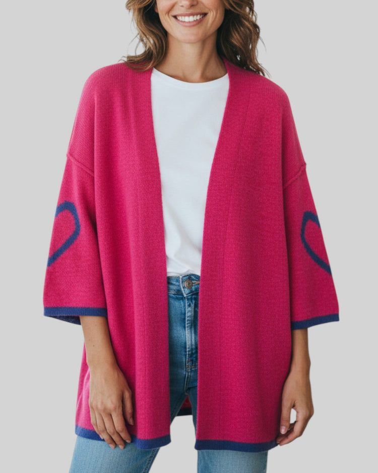 Cardigan de Made in Italy rose et fuchsia – taille unique – seconde main femme