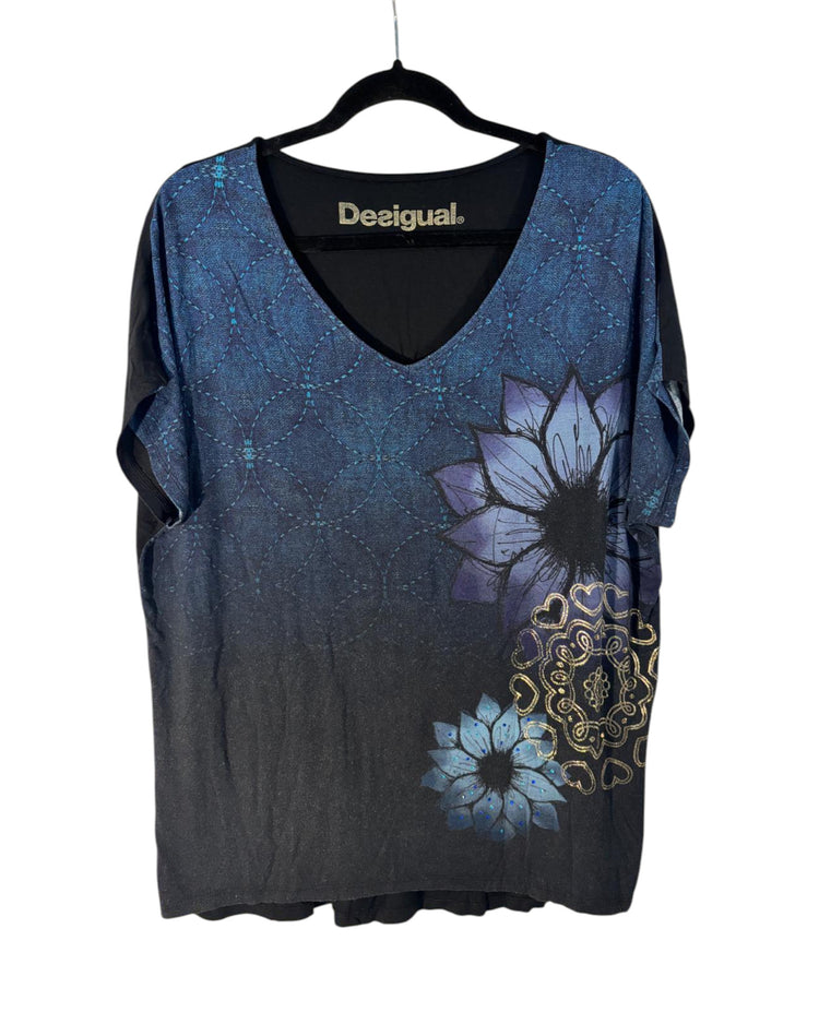 Haut Desigual noir et bleu – taille L/M – seconde main femme – photo 3