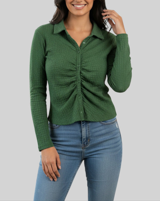 Haut léger de Stradivarius vert sapin – taille S – seconde main femme