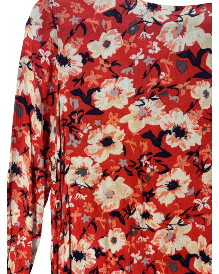 Chemise fleurie rouge – taille 38/40 – seconde main femme – photo 2