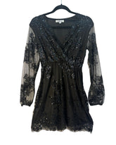 Robe manches transparentes avec sequins Miliana vert sapin et bordeaux – taille M/S – seconde main femme – photo 5