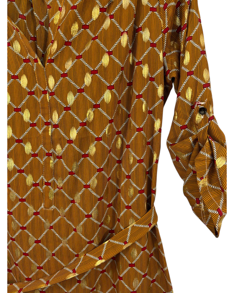 Robe fluide Flammant rose marron et doré – taille S – seconde main femme – photo 2