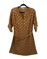 Robe fluide Flammant rose marron et doré – taille S – seconde main femme – photo 3