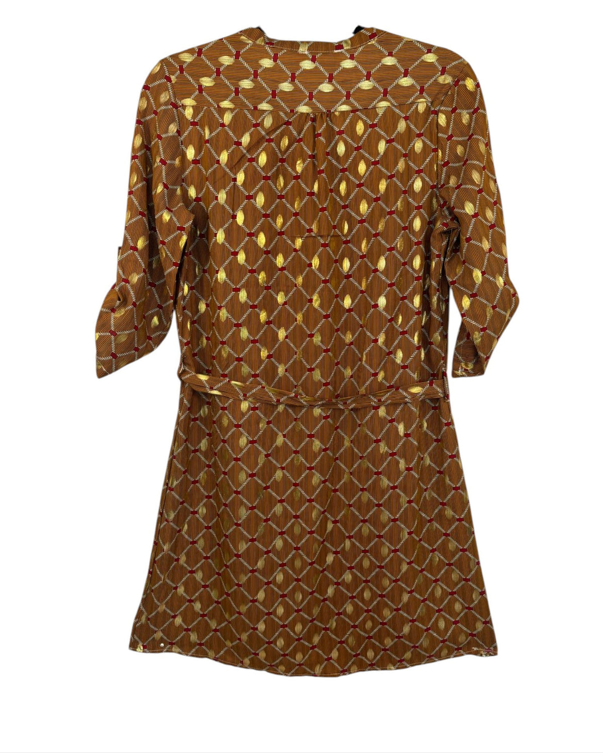 Robe fluide Flammant rose marron et doré – taille S – seconde main femme – photo 4