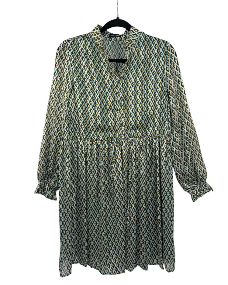 Robe courte imprimée Papillonne vert – taille S – seconde main femme – photo 3