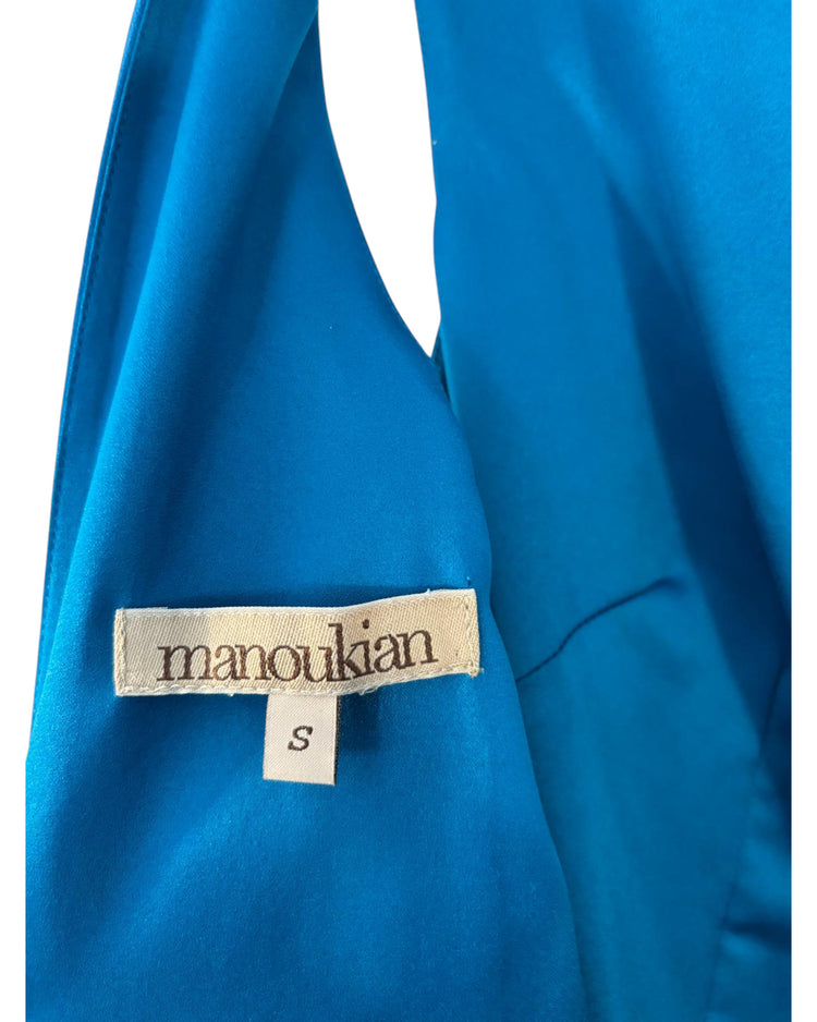 Robe satinée bleue Manoukian – taille S – seconde main femme – photo 5