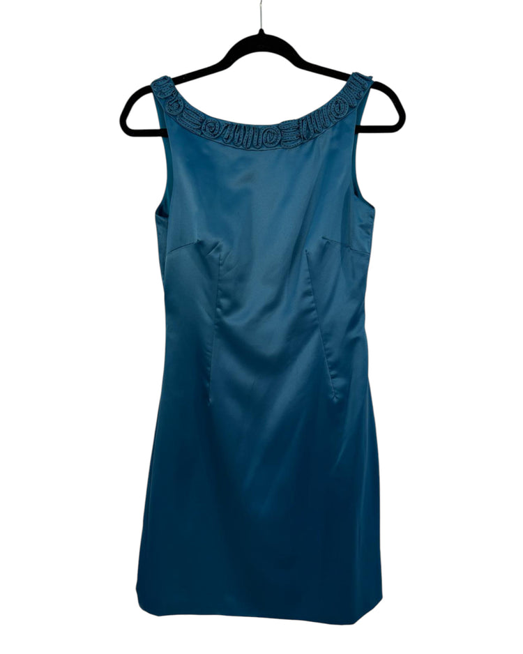 Robe satinée bleue Manoukian – taille S – seconde main femme – photo 3