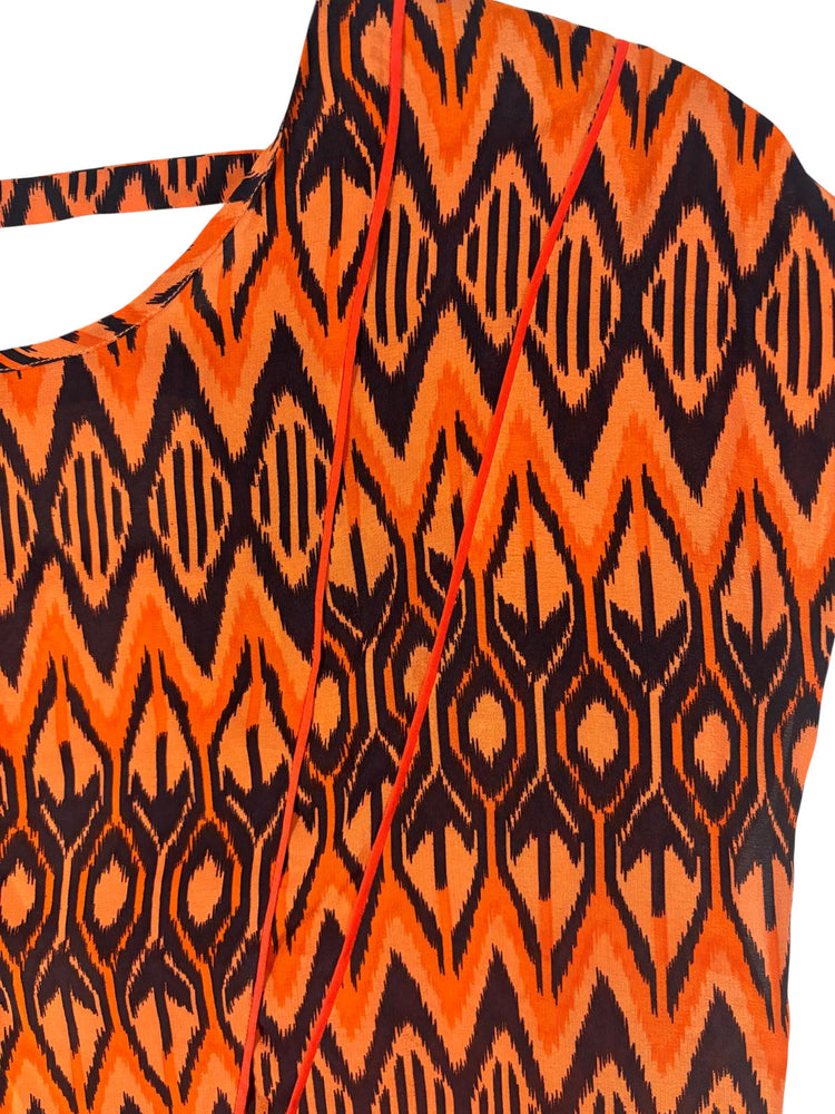 Haut Sandro orange et noir – taille S – seconde main femme – photo 4