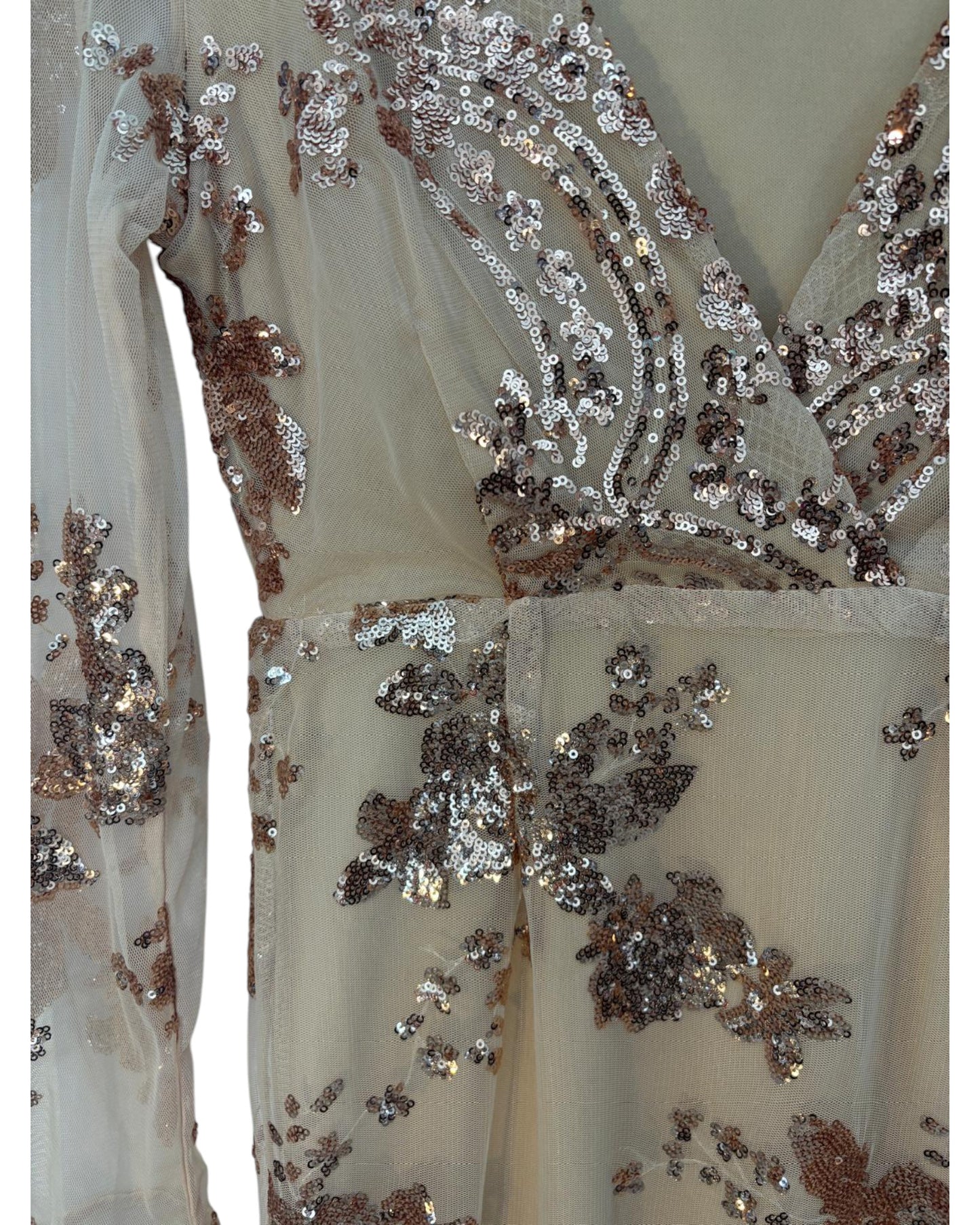 Robe de soirée à paillettes dorées