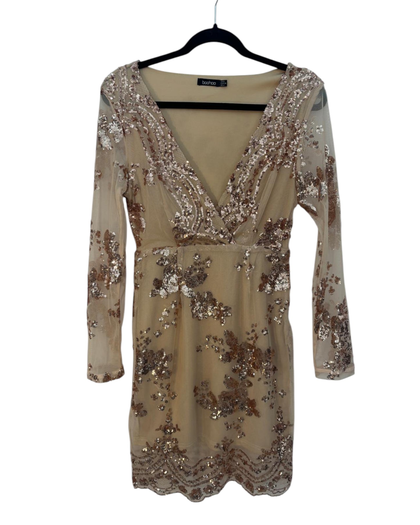 Robe de soirée à paillettes dorées