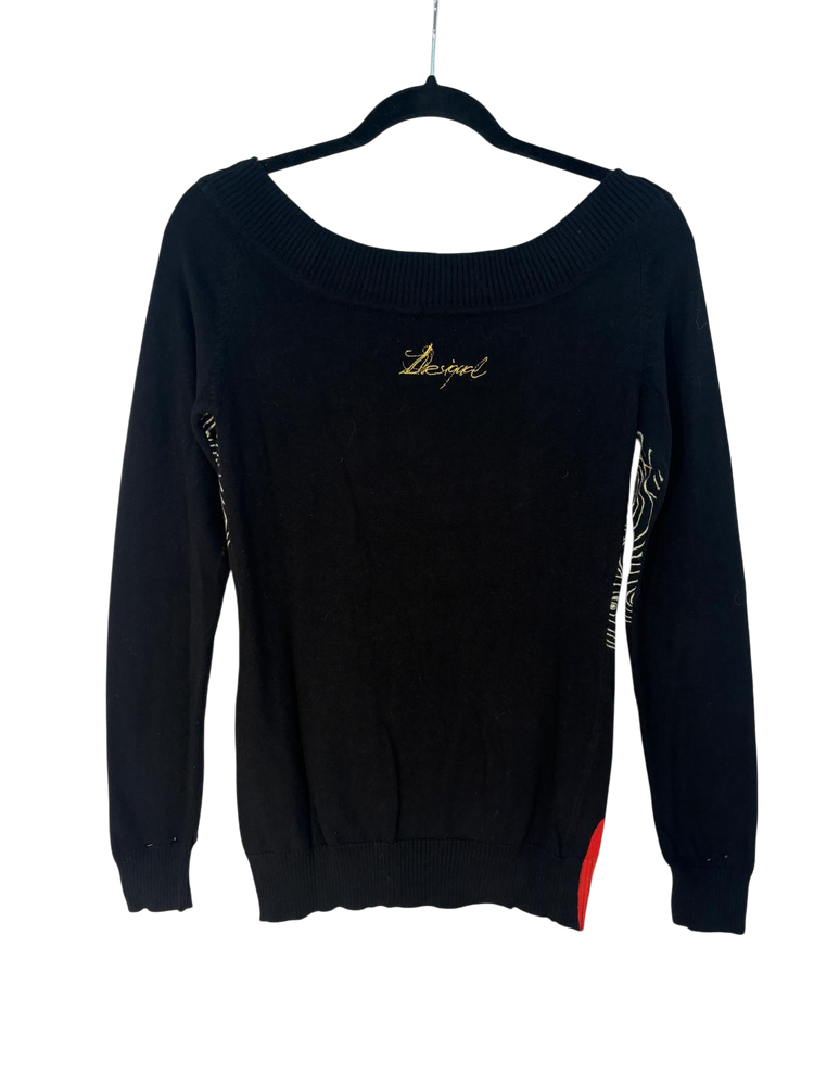 Pullover fantaisie Desigual noir – taille S – seconde main femme – photo 2