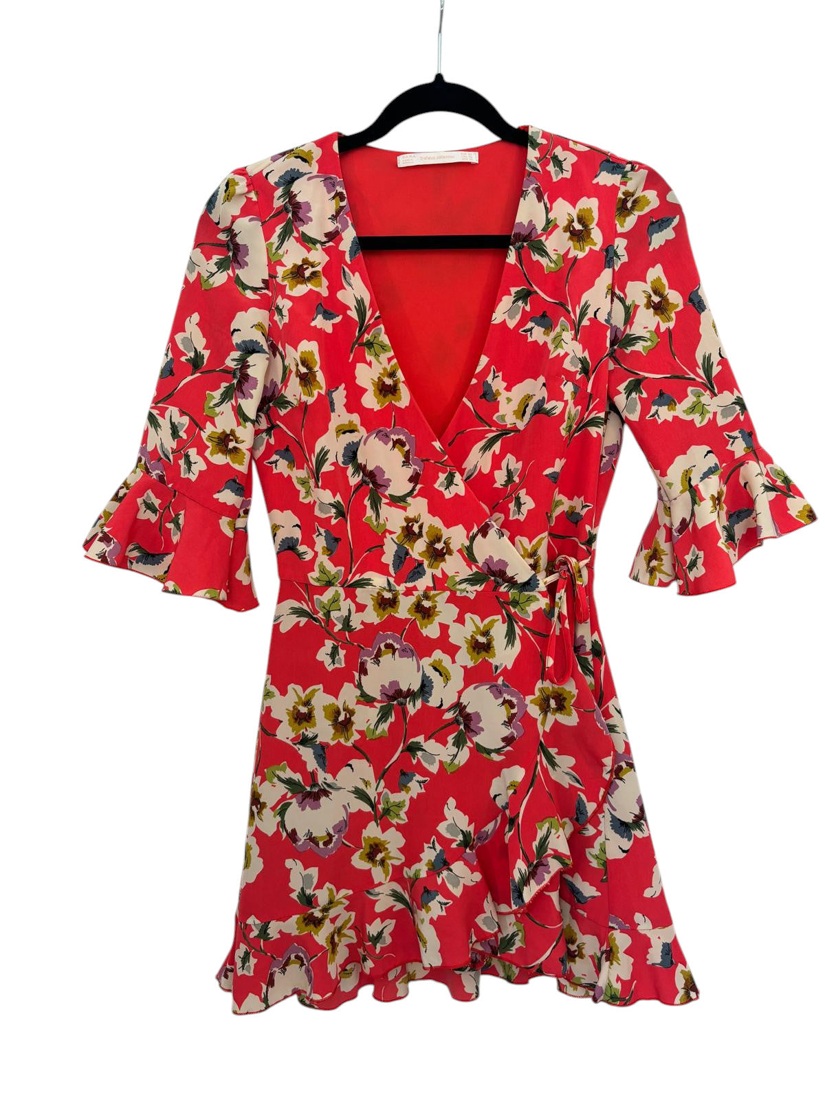Robe florale Zara fleurie et rouge – taille XS – seconde main femme – photo 2
