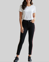 Jean skinny Zara noir et rouge – taille XS – seconde main femme