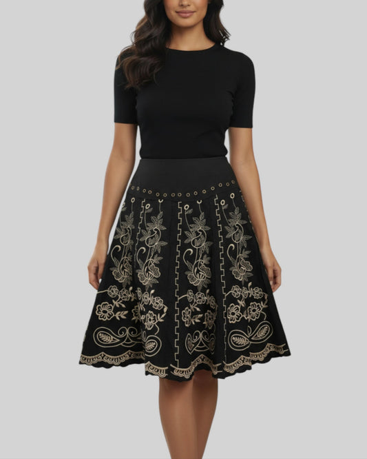 Jupe demi-longue brodée