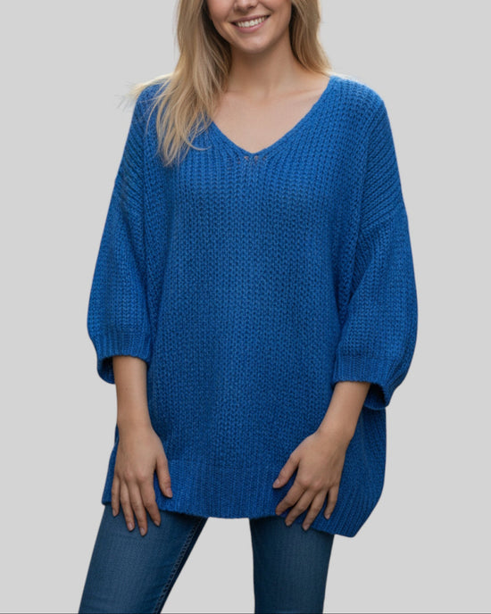 Pull ajouré maille Aroma bleu roi – taille unique – seconde main femme