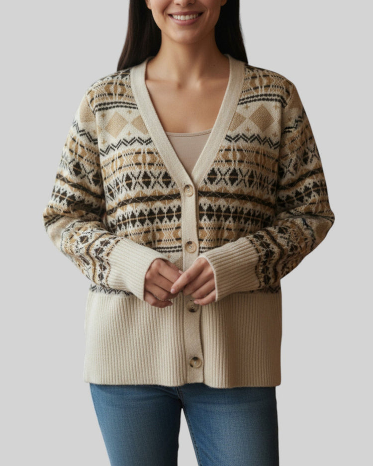 Pull gilet Lili&Lola beige et marron – taille S/M/L – seconde main femme