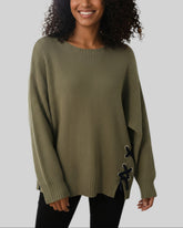 Pull à noeud Zara vert kaki – taille S/M/L – seconde main femme