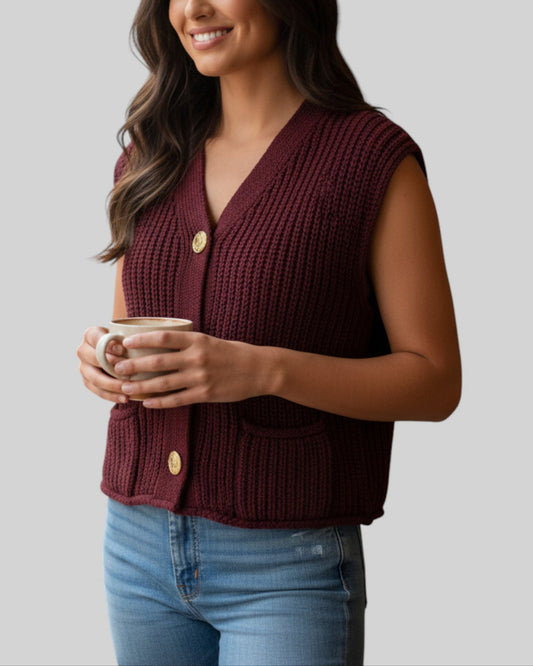 Pull sans manche Vintage dressing