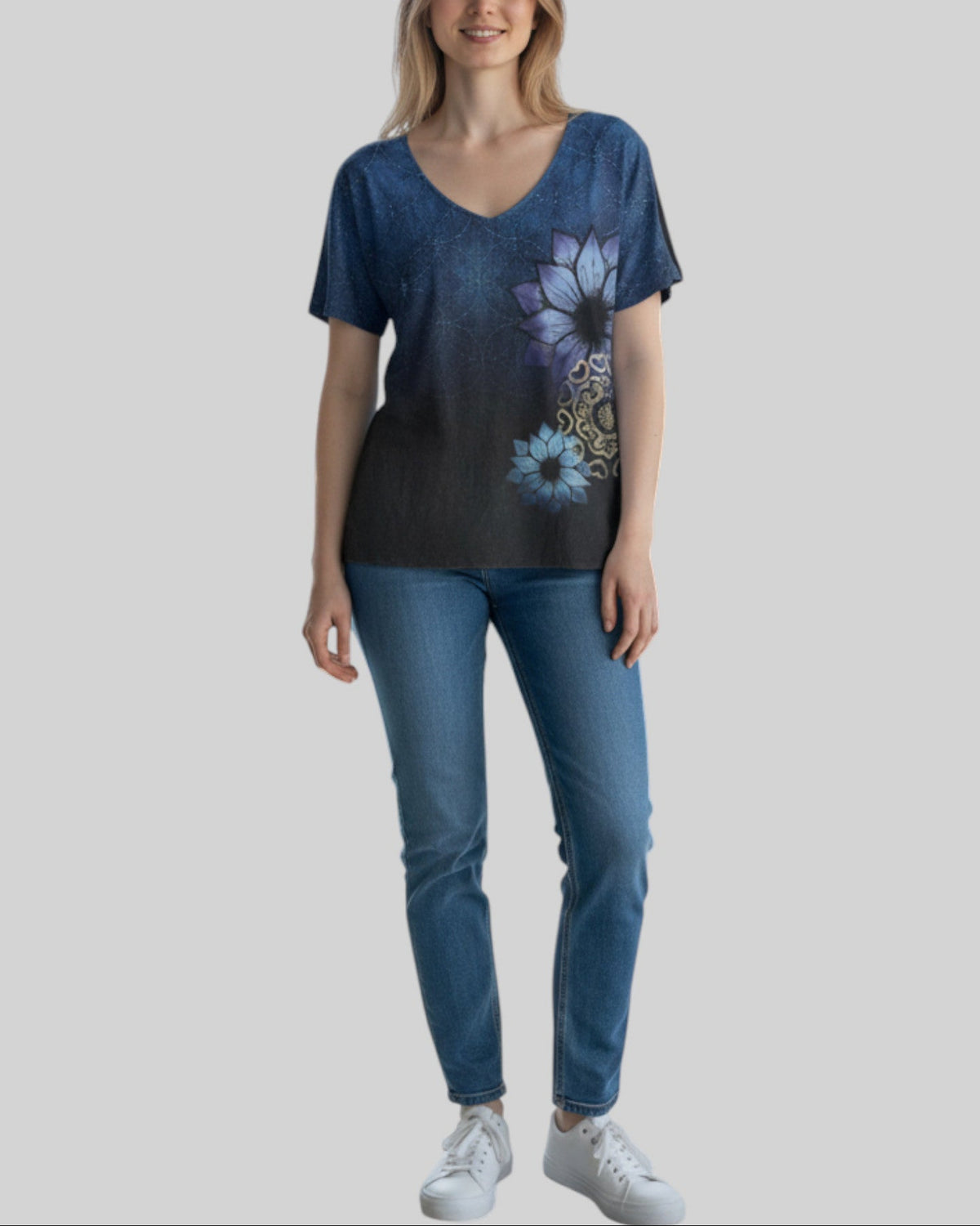 Haut Desigual noir et bleu – taille L/M – seconde main femme – photo 2