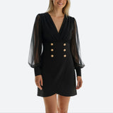 Robe blazer soirée avec boutons or