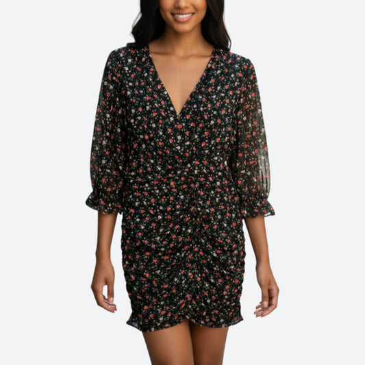 Robe col V  imprimé floral