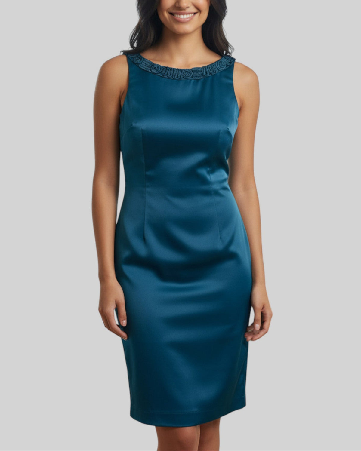 Robe satinée bleue Manoukian – taille S – seconde main femme