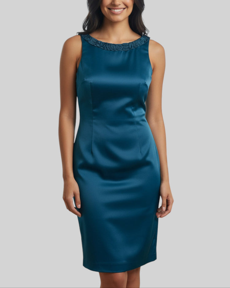 Robe satinée bleue Manoukian – taille S – seconde main femme