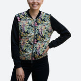 Veste bomber B&K noire et fleurie – taille S – seconde main femme
