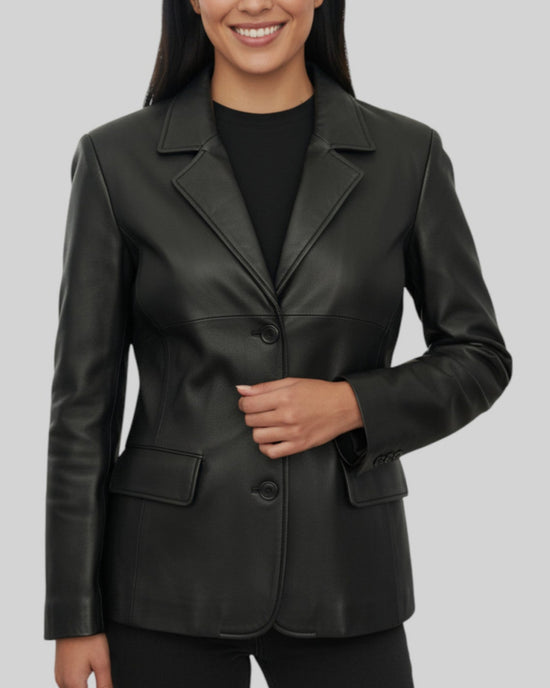 Veste cuir véritable Forside noir – taille 40/38 – seconde main femme